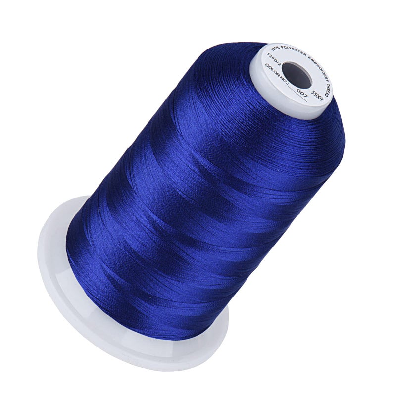 Simthread 5500Yds Embroidery Thread, 5000M High-Yardage 40WT 100% Polyester Thread - 170+ Vivid Colors, High-Speed Rated - Compatible with Brother, Singer, Janome & More - Prussian Blue 007 - Image 1